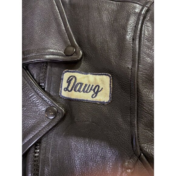 Vintage Leather Motorcycle Jacket M Patches HOG POW MIA Wolf Embroidered - Picture 6 of 13